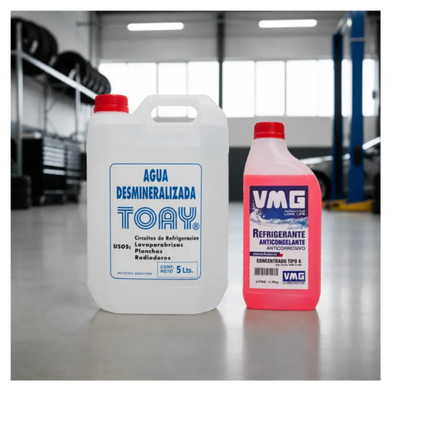 Kit Agua Destilada + Liquido Refrigerante Vmg Rojo